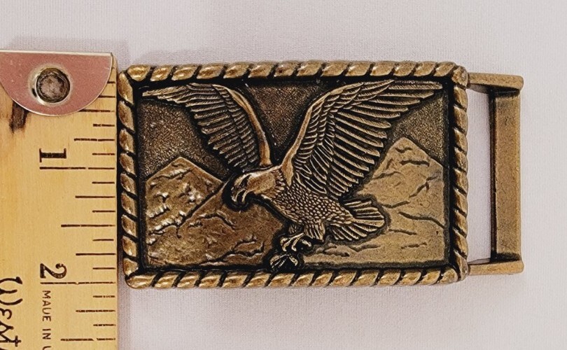 American Eagle Hunting Flying Over the Mountains Belt Buckle Brushed Bronze