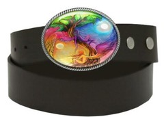 Yin Yang Celestial Tree of Life Fantasy Handmade Artisan Belt Buckle