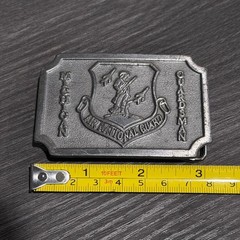 Vtg Michigan Air National Guard Belt Buckle Hit Line USA Military Silver Tone