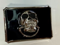 Door knocker Skull Head with Clear Rhinestone Teeth Gothic Punk Lg Belt Buckle