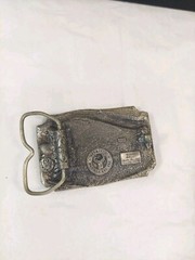 NIB Siskiyou 1983 WASHINGTON Belt Buckle w/ Cabin Deer Mountain Scenery
