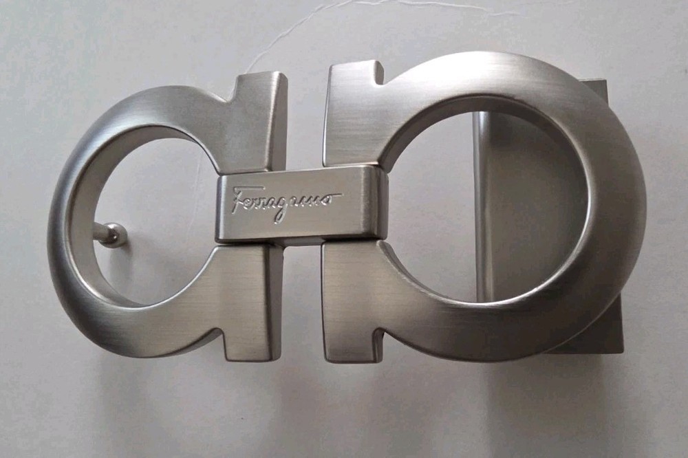 AUTH. SALVATORE FERRAGAMO SILVER GANCINI BELT BUCKLE FOR 1.3&Prime; WIDE BELT STRAP