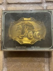 Vintage Raintree Haul Pak Belt Buckle Brass 1978 Construction Truck 24k Overlay