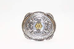 Southern Style Metal Belt Buckle with Flower Imprint