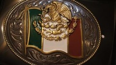 Ariat Western Oval Buckle Mexico Flag Silver A37024