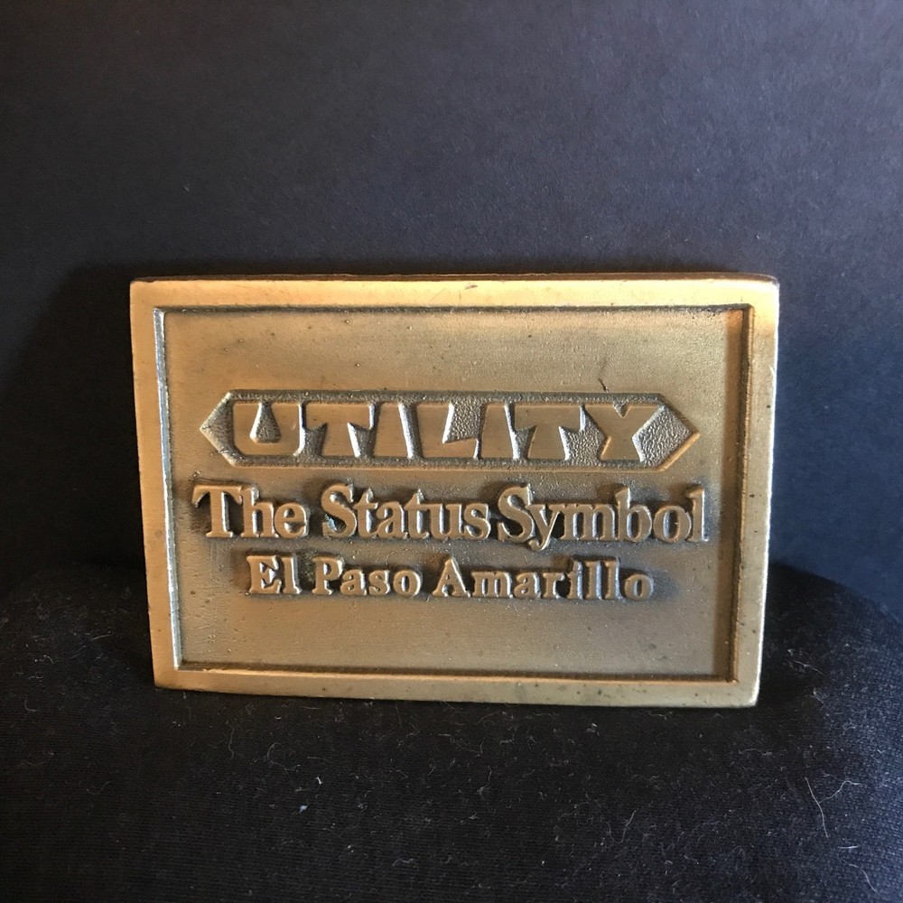 Vintage Hit Line US Brass Belt Buckle Utility The Status Symbol El Paso Amarillo