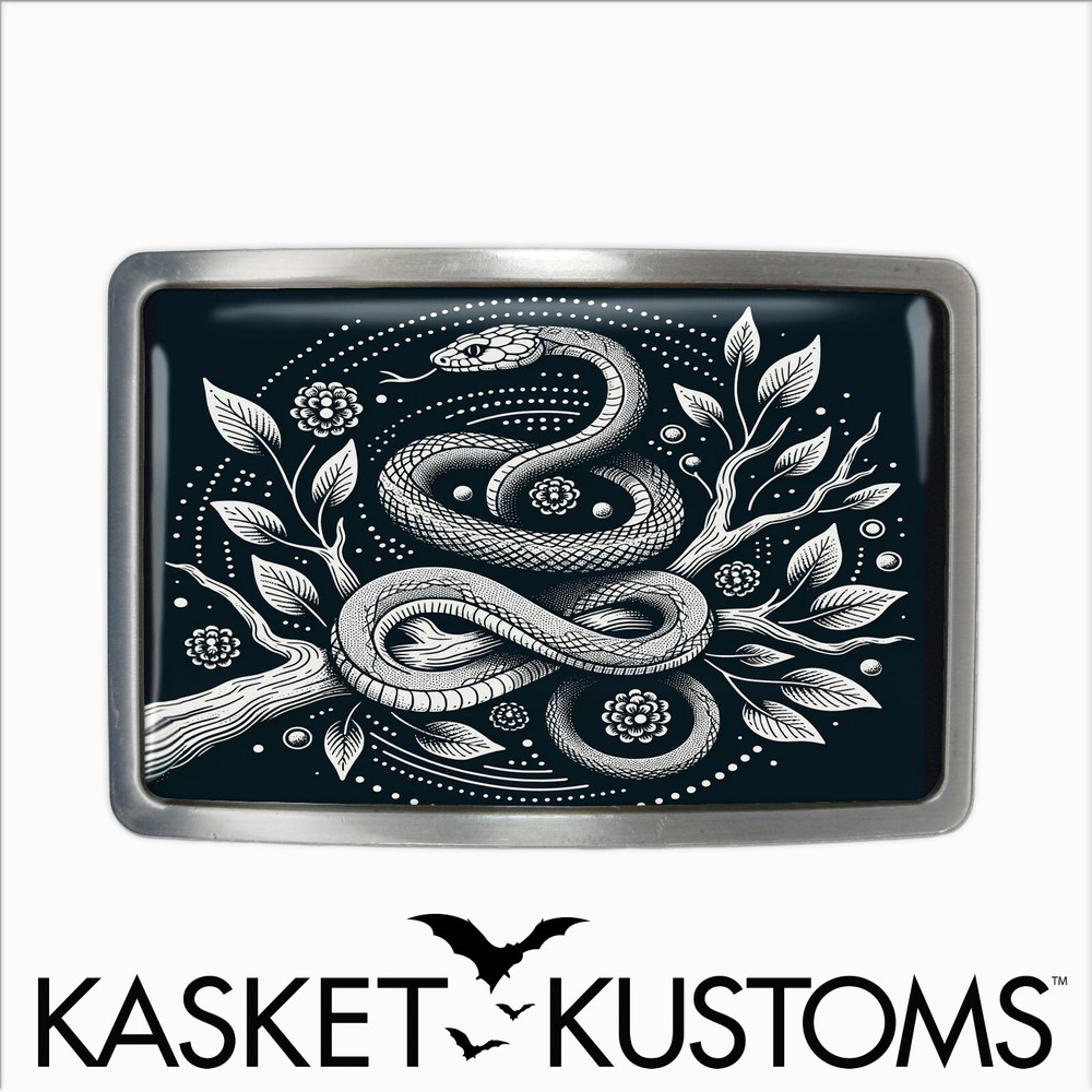Snake Belt Buckle – Traditional Snake Tattoo Design Handmade Belt Buckle – 651
