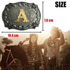 For Rodeo Initial Letter A to Z Western Cowboy Shine Metal Fashion Belt Buckle