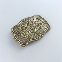 Antique Bronze Western Flower Pattern Rectangle Belt Buckle Boucle de Ceinture