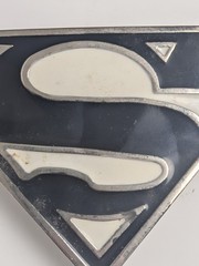 Superman Belt Buckle Black & Silver Enamel Shield Logo DC Comics Superhero