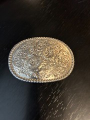 Vintage Collectible Flowers Swirls Metal Belt Buckle