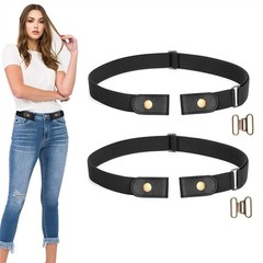WERFORU 2 Pack No Buckle Stretch Belt For Pants Size 23&Prime;-30&Prime;, B-black-2