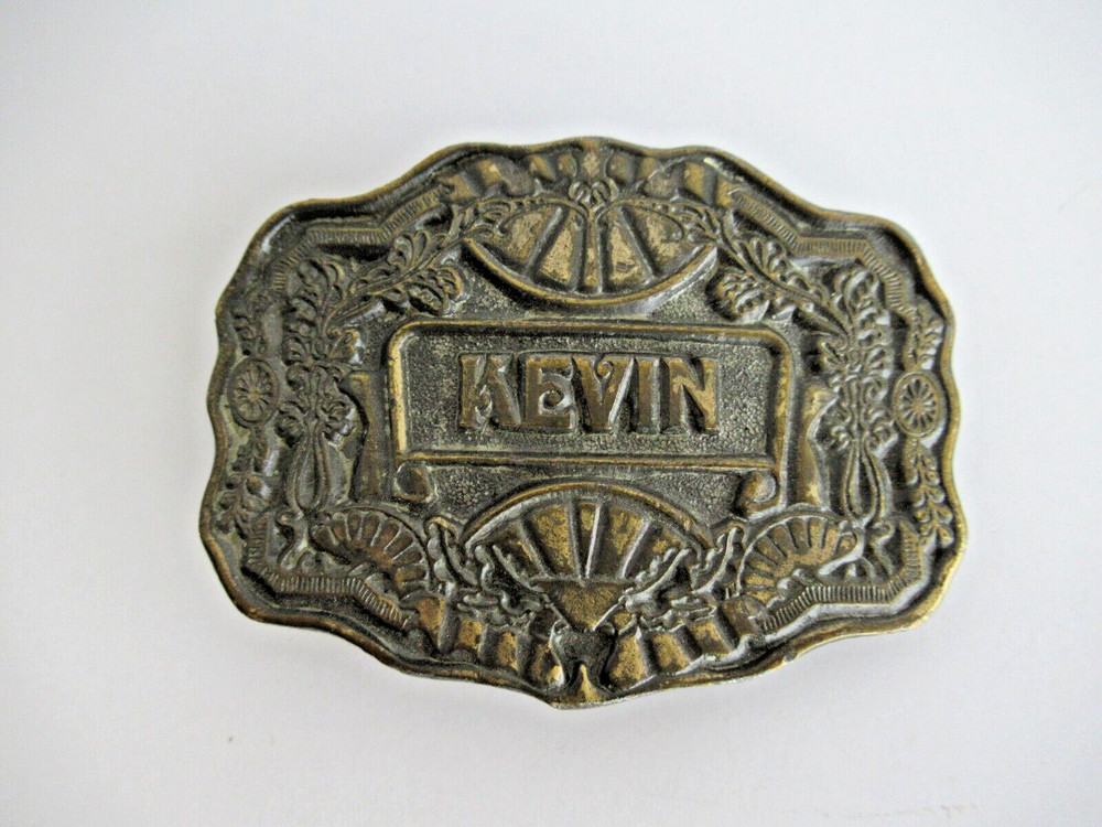 Vintage Oden &lsquo; KEVIN &lsquo; Name Belt Buckle Bronze Tone Personalized USA