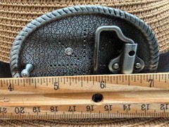 Western Cowboy Antique Engraved Initial C Rope Edge Oval Belt Buckle