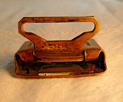 Vintage Belt Buckle Shell Inlaid Brass Ornate Design Marked Gloray Apollo