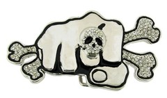 skull skeleton tattoo metal belt buckle halloween party costume gift