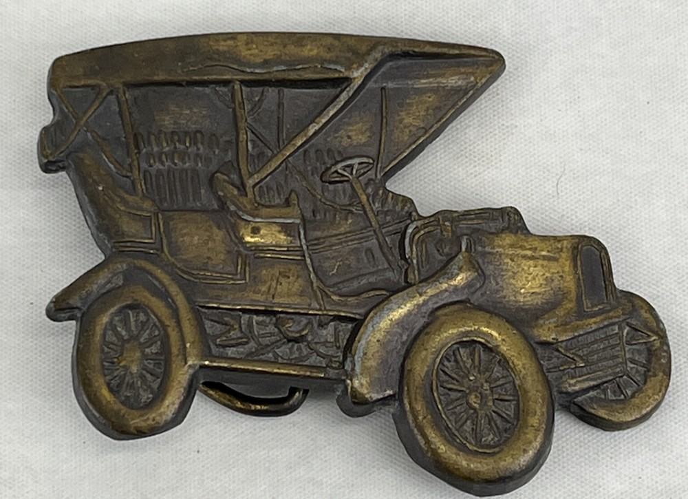 VERY NICE Oldtime Automobile Antique Car Cord Model A Solid Brass Belt Buckle