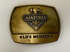 1996 Handyman Club of America *Life Member* Vintage 1996 Brass Tone Belt Buckle