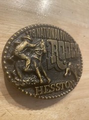 Hesston Rodeo Vintage Belt Buckle Solid Metal Western Collector SOLID METAL 1978