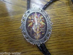 handcrafted Bolo tie leather braided cord large Si Fi Woman mounted cab
