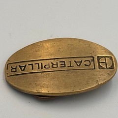 Vintage Caterpillar Belt Buckle Solid Brass Oval Logo 4080 Taiwan ROC Gold Tone