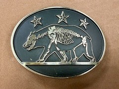 California State Flag Skeleton Grizzly Bear Stars Belt Buckle Chrome 6464