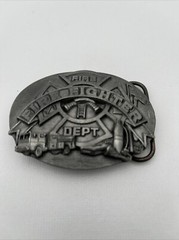 FIRE FIGHTER Belt Buckle Fire Dept. Siskiyou 1991 America&rsquo;s Heroes Used Guc