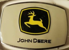 JOHN DEERE TAN CONSTRUCTION LOGO Belt Buckle, NEW Spe Cast RARE Not Made Anymore