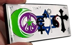 COEXIST white belt buckle