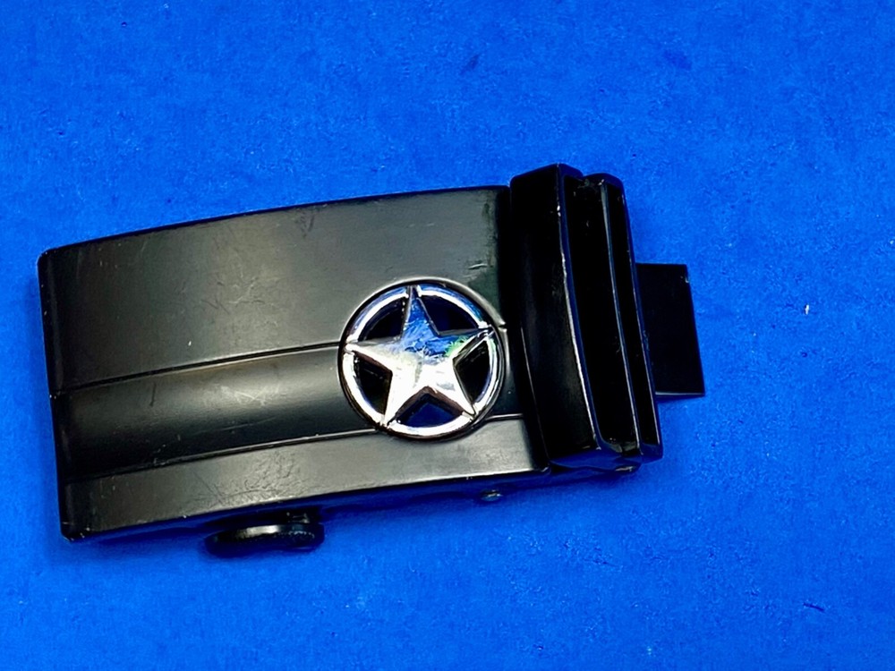 Star Military? Black And Silver Color Vintage Belt Buckle Marked NN