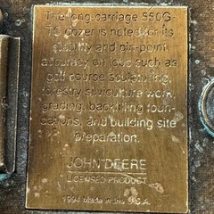 John Deere 550G TC Dozer Belt Buckle Vintage Brass Metal Bulldozer 1994