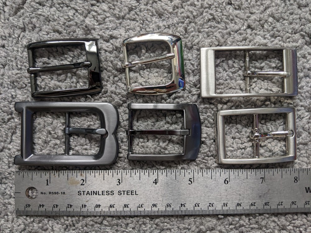 LOT 6x MODERN MENs REPLACEMENT BELT BUCKLE METAL SOLID GRAY GUNMETAL