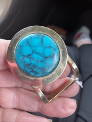 Unisex Belt Buckle Faux Turquoise Round & Belt Holder