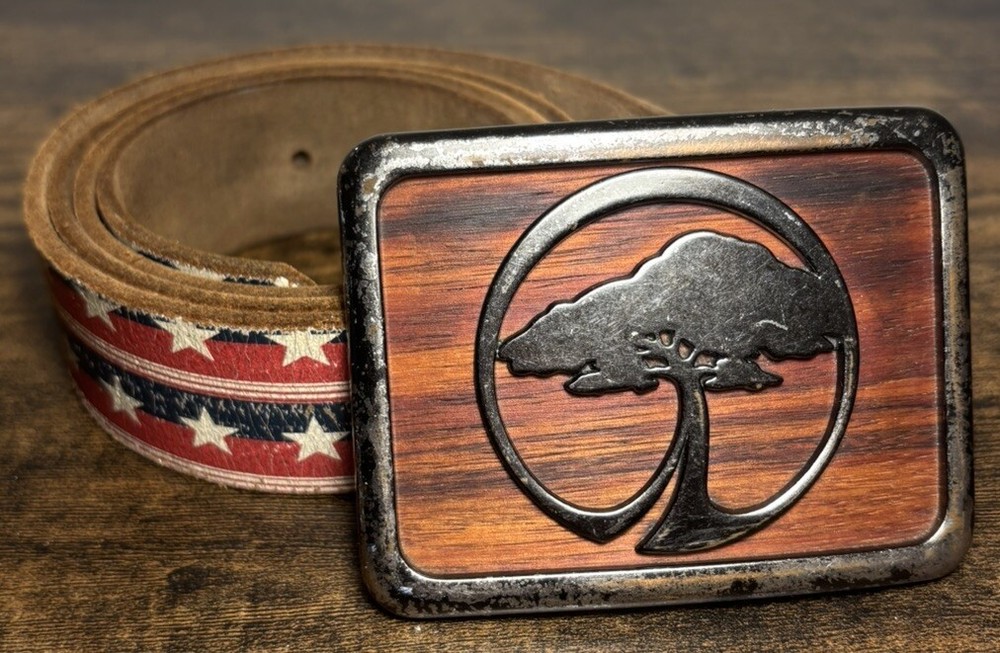 Arbor Collective Men’s Belt Buckle Reclaimed Wood Brown Size 36”