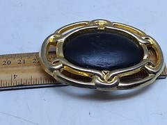 South-Western Brass Metal Tone Oval Belt Buckle Tiger-Eye Stone Center Piece