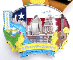2020 Austin Half Marathon Belt Buckle w Lanyard Ribbon Running Texas Finisher