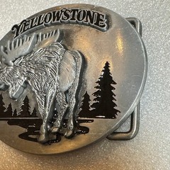 Yellowstone National Park Moose Belt Buckle Collectible Metal Silver Tone
