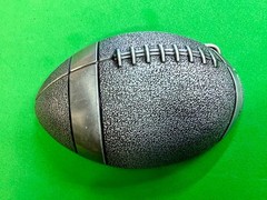 American Football Sports Textured Ball Cutout Silver Color Figural Belt Buckle
