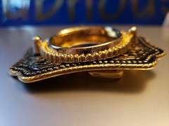 New Black & Gold Western Style Belt Buckle For Silver Dollar Or 39mm Stone NOS