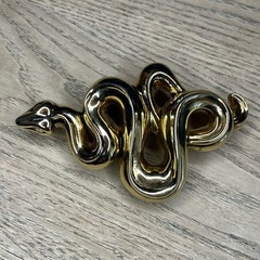 Kieselstein-Cord Snake Serpent Large Gold Buckle Brown Alligator Belt RARE
