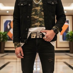 Men Silver Metal Belt Buckle Hip Hop Street Fashion Clubwear 100$ Bill Money $$$