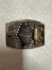 Vintage Unique Brass and Leather Belt Buckle