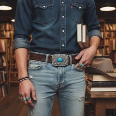 Men / Women Antique Silver Metal Ethnic Belt Buckle Turquoise Filigree Statement