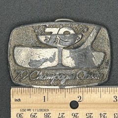 1979 Champagne Classic Golf Belt Buckle Silver Tone Pewter 70s