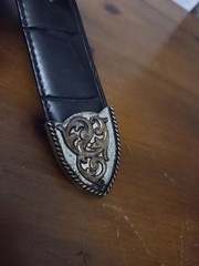 Al Beres Diablo Genuine Leather Black Belt, Nickel Buckle, Made In USA 32&Prime; Waist