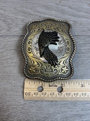 Eagle Belt Buckle Gold And Silver Bird Flying 3.5×2.5
