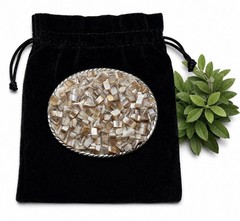 Western Style Belt Buckle Mother of Pearl Inspired Mosaic Oval Interchangeable