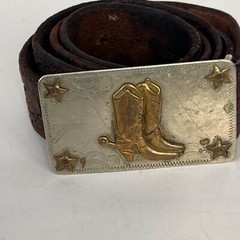 Belt Buckle Nickel Silver Cowboy Cowgirl Boots Spurs Western Star Handmade 70s