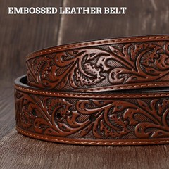 SANSTHS Western Cowboy M for 38&Prime;-41&Prime; Waist, Bronze Star Bull/Coffee Belt