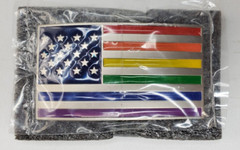 Belt Buckle Enamel Rainbow American USA Flag LBGTQ fits 1.5&Prime; belt